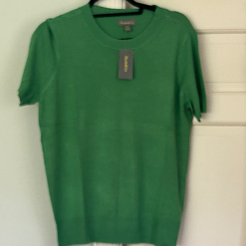 Hampton Green Crew Neck Knit Sweater Short Sleeve Size Medium New With Tags - Picture 5 of 8